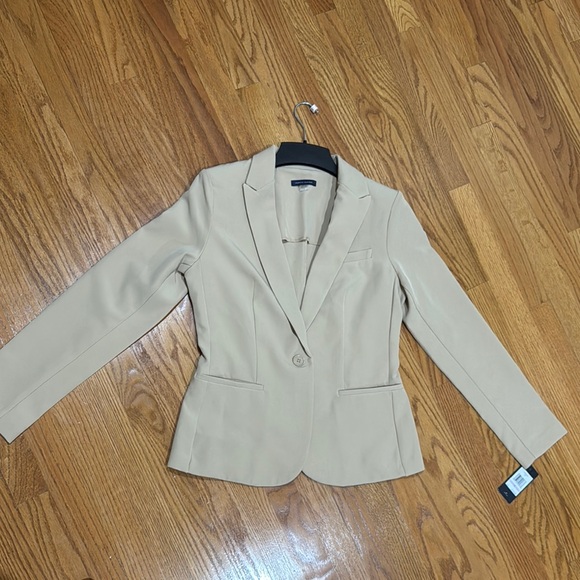 Tan Tailored Blazer with Notched Lapels - Picture 1 of 5